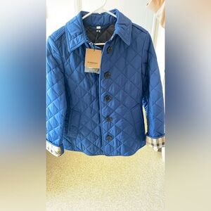 Burberry Blue Puffer Jacket with Quilted Design
